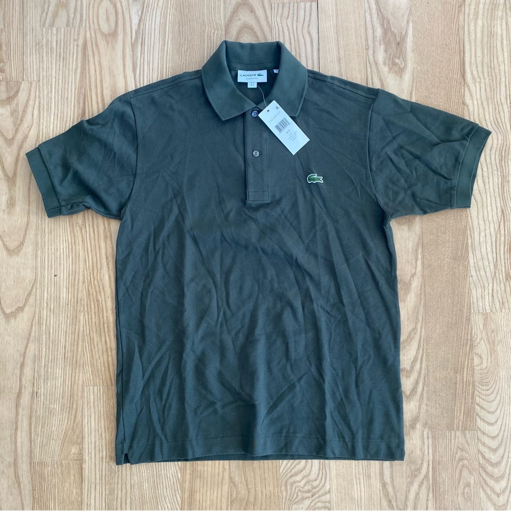 Lacoste L1212 Polo Shirt Pique Cotton Olive Green Patch Embroidered French Paris